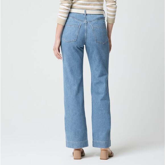 J.Crew Women’s Drapey Denim Trouser Light Wash Wide Leg BY994 Size 27 New - Picture 4 of 16